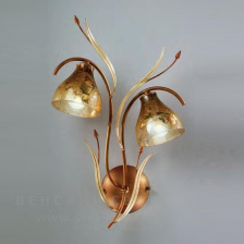 Бра 330/2A Amber ivory leaves V369/186/30 IDL Италия  40W 50 см Янтарного цвета Acacia