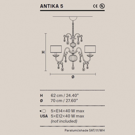 Люстра Masiero Antika 5 /G15/ SAT/17/WH фото 2