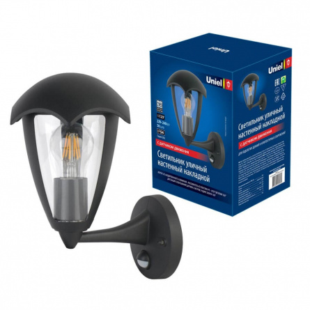 Настенный фонарь уличный  UUL-S81A 60W/E27 SENSOR IP54 BLACK фото 1
