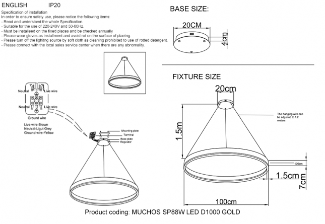 Люстра Crystal Lux MUCHOS SP88W LED D1000 GOLD фото 5