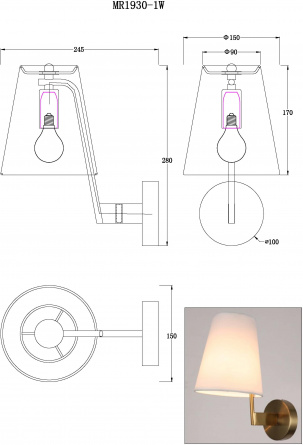 Бра Aurora MR1930-1W фото 2